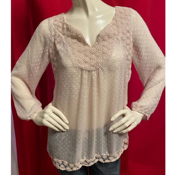 Daniel Rain Sheer Pink Blouse Size Small - Picture 2 of 6